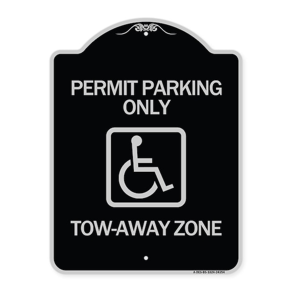 Accessible Permit Parking Tow-Away Zone W/ Heavy-Gauge Aluminum Sign, 24" x 18", BS-1824-24354